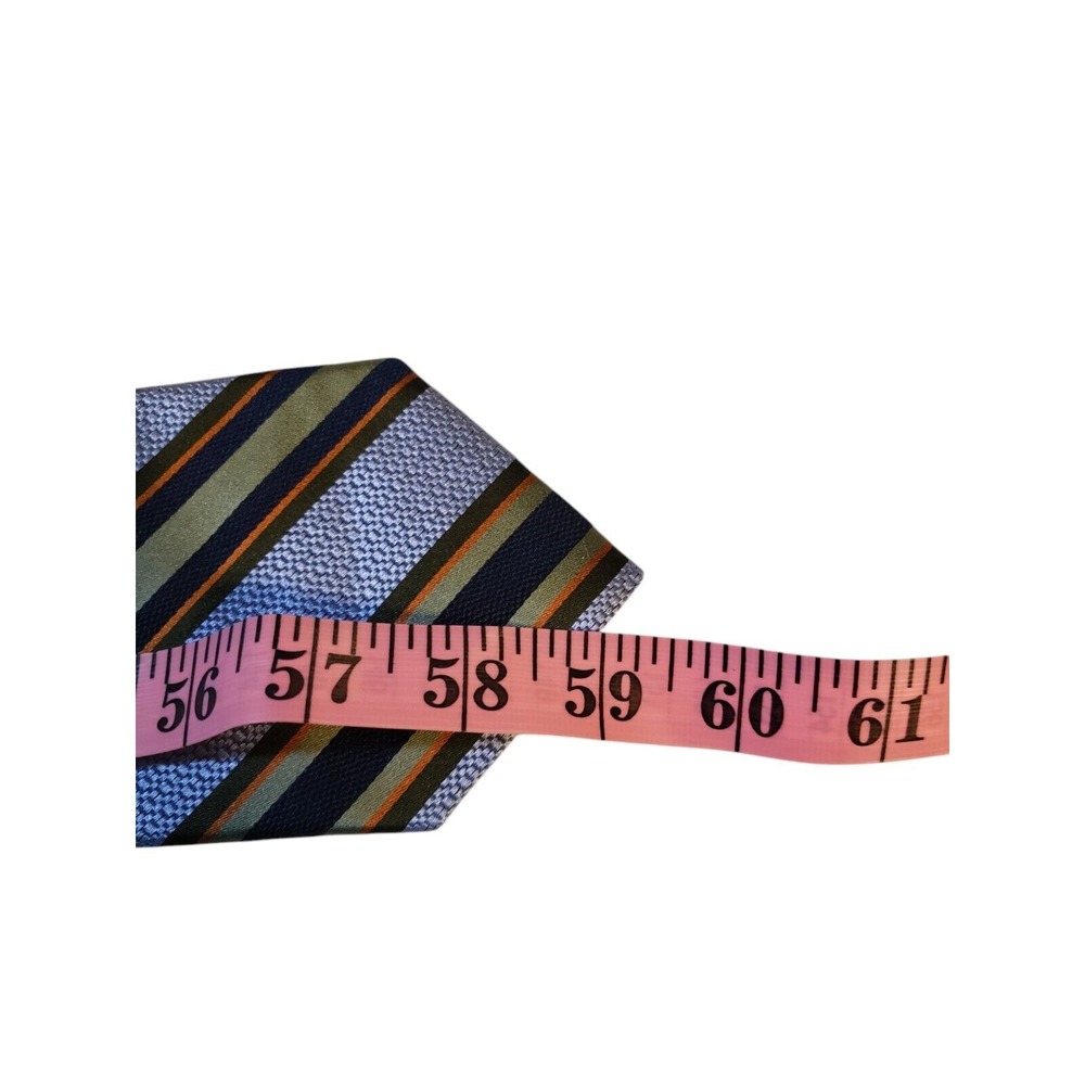Express Design Studio‎ Neck Tie Mens Blue Green Orange Stripe Business Suit - Picture 11 of 13
